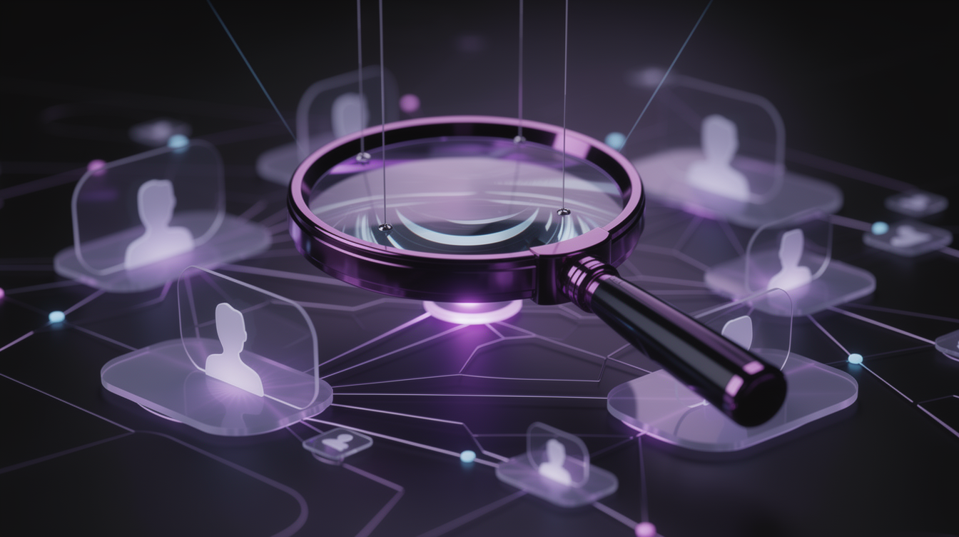 Zielgruppenanalyse Social Media Marketing lila 3D