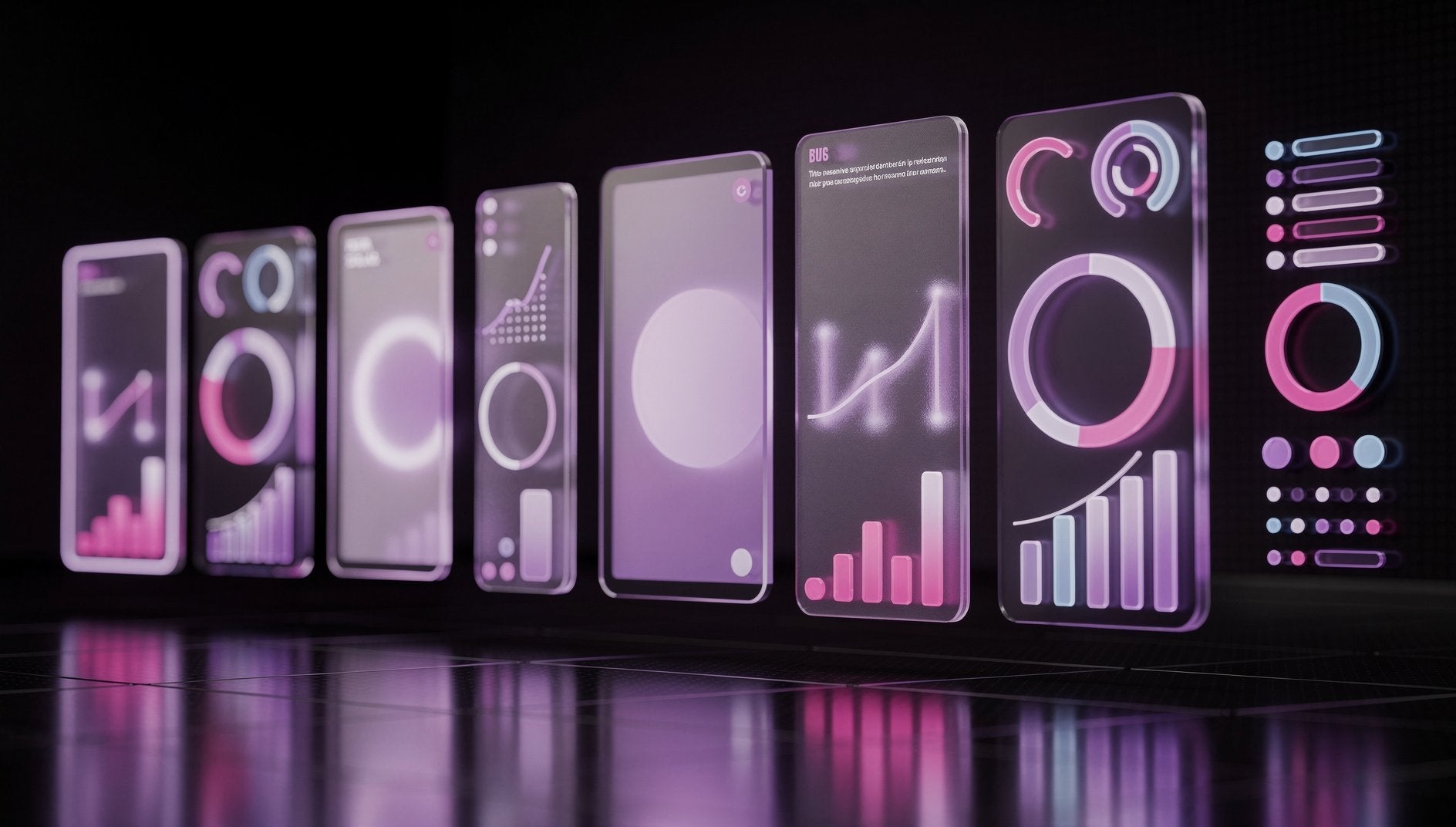 Lila 3D-Responsive-Display-Ad-Varianten im Grid mit Performance-Metriken