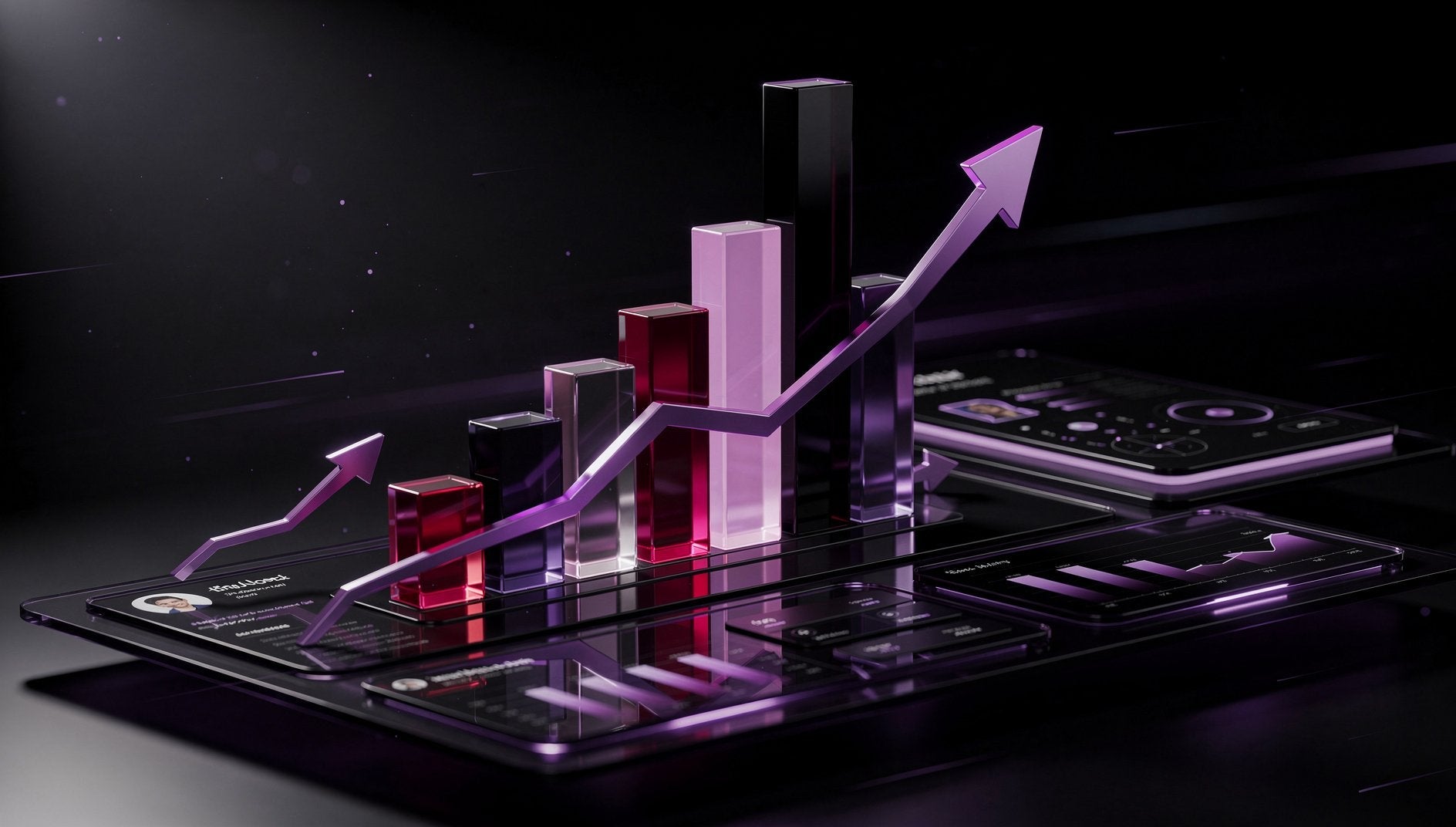 Lila 3D-Darstellung von Feed Ad Targeting mit präziser Zielgruppenansprache im Social-Media-Feed