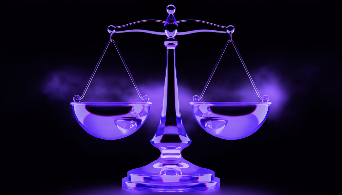 Lila-Glas Waage als Symbol für die richtige Einordnung der Kennzahl
