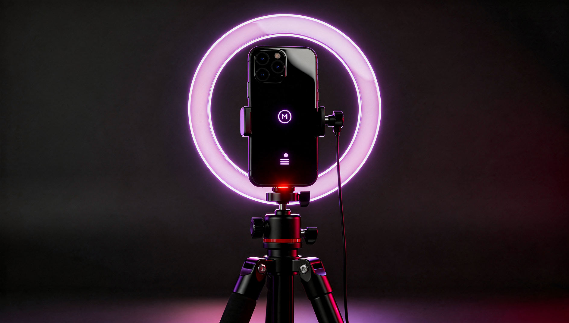 Lila 3D-Creator-Setup mit Smartphone-Aufnahme und Content-Produktion