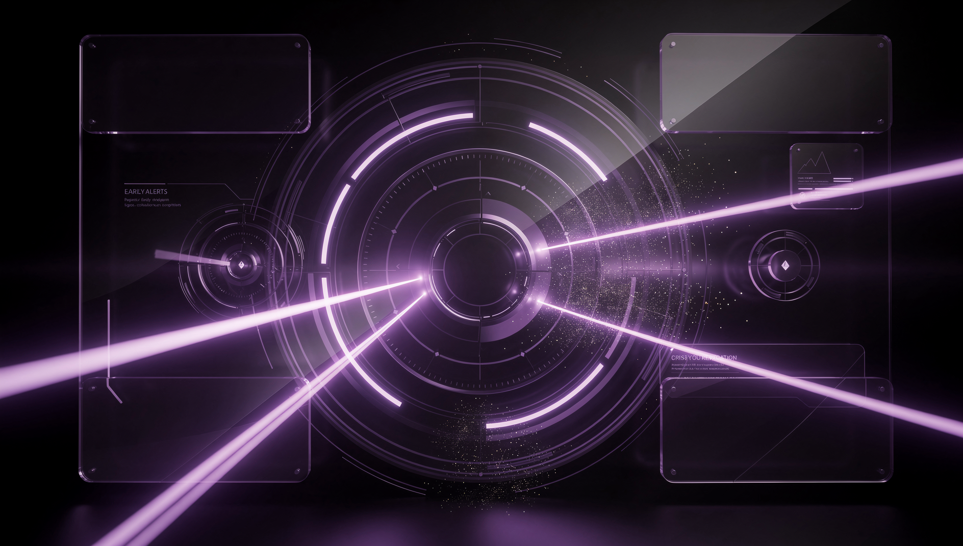 Lila 3D-Performance-Marketing-Dashboard mit Social Listening-Insights und Kampagnen-Daten