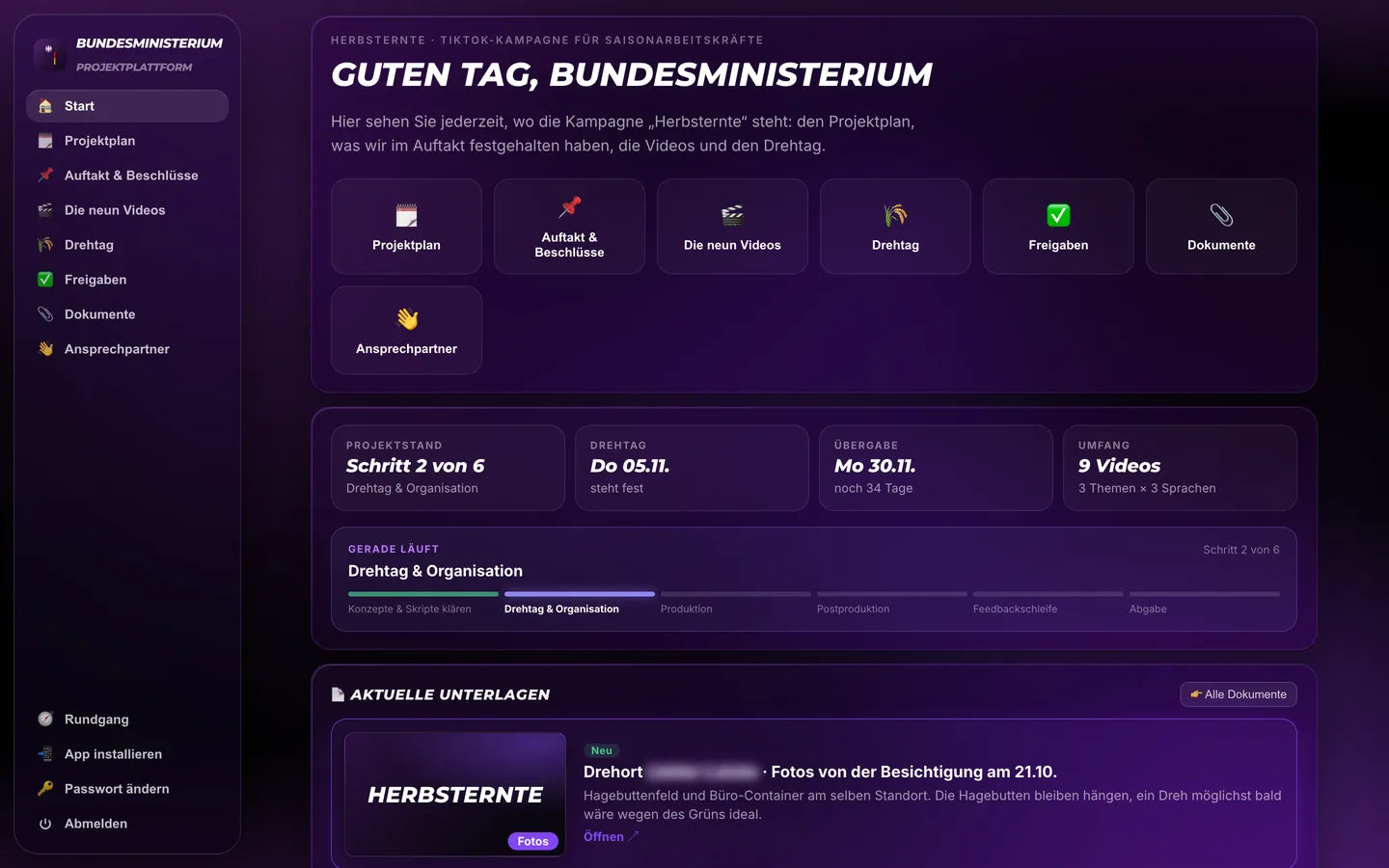 Bundesministerium: Kampagnen-Cockpit im REAL. OS
