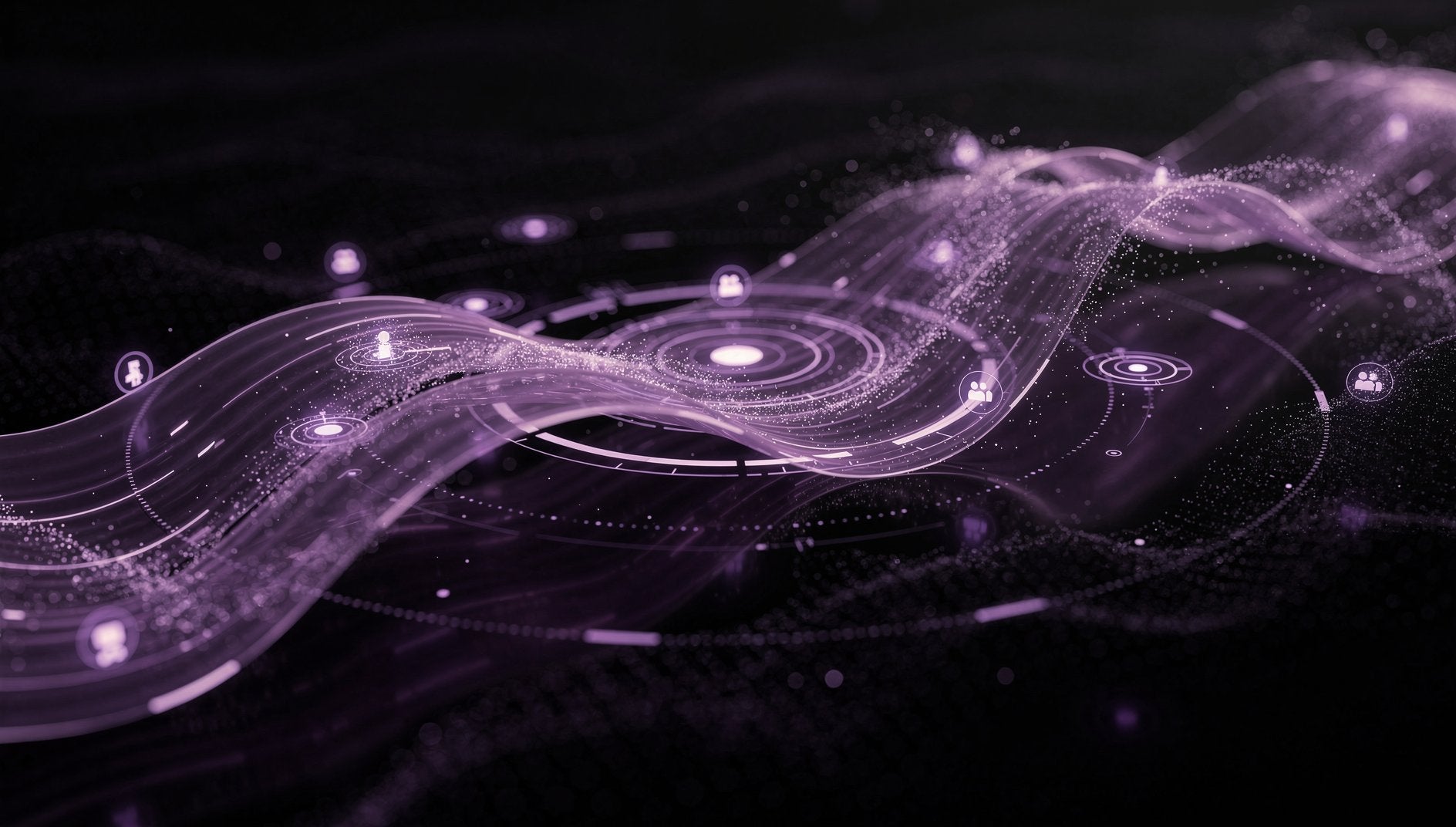 Lila 3D-Content-Amplification-Flow expandiert wellenartig mit organischer Reichweite