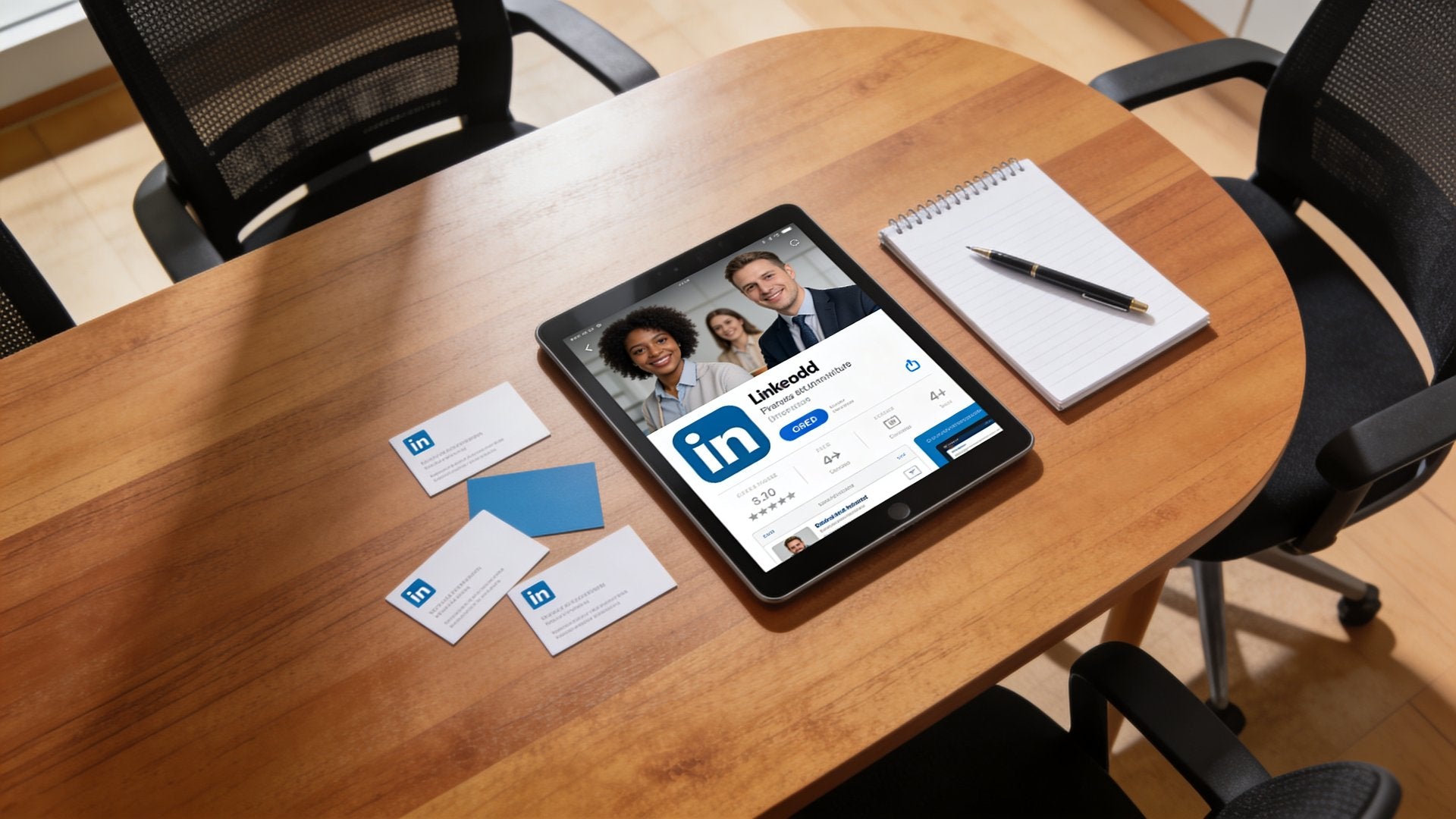 LinkedIn Ads Dashboard auf Laptop-Bildschirm in professionellem Büro